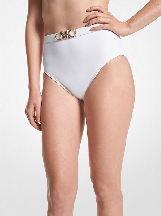 MICHAEL Michael Kors Stretch Nylon High-Waist Belted Bikini Bottom