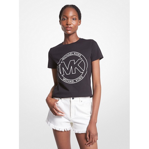 마이클코어스 MICHAEL Michael Kors Logo Charm Print Organic Cotton T-Shirt