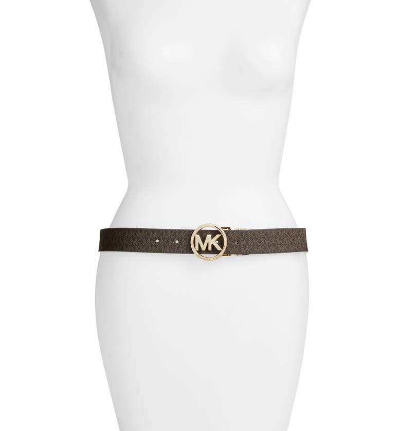 마이클코어스 MICHAEL Michael Kors Logo Reversible Leather Belt_CHOCOLATE/ BLACK