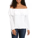 Ruffle Off The Shoulder Peasant Blouse