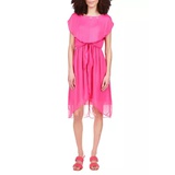 Womens Capsule Tie Front Ruffled High Low Satin Dress