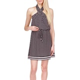 Womens Dot Mix Print Halter Dress
