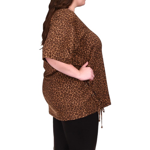 마이클코어스 MICHAEL Michael Kors Plus Size Cheetah Lace-Up Tunic