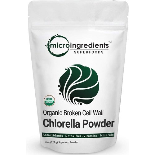  Micro Ingredients Organic Chlorella Powder, 10 Ounce, Broken Cell Wall, Rich in Vegan Proteins & Vitamins, Raw, Bulk Premium Chlorella Supplement, Vegan Friendly, Non-Irradiation
