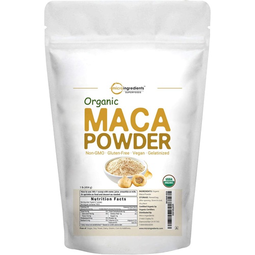  Micro Ingredients Organic Maca Root Powder, 2 Pound, Gelatinized for Better Absorption, Rich in Antioxidants, Help Energy, Stamina, Endurance, Strength and Immune System, No GMOs, Vegan Friendly and