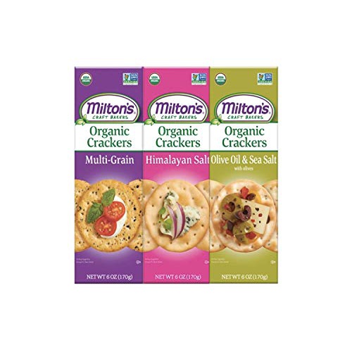  Miltons CRAFT BAKERS Milton’s Organic Crackers, 3 Flavor Variety Bundle. Crispy & Organic Baked Grain Crackers (Multi-Grain, Himalayan Salt, and Olive Oil & Sea Salt, 6.0 Ounce).