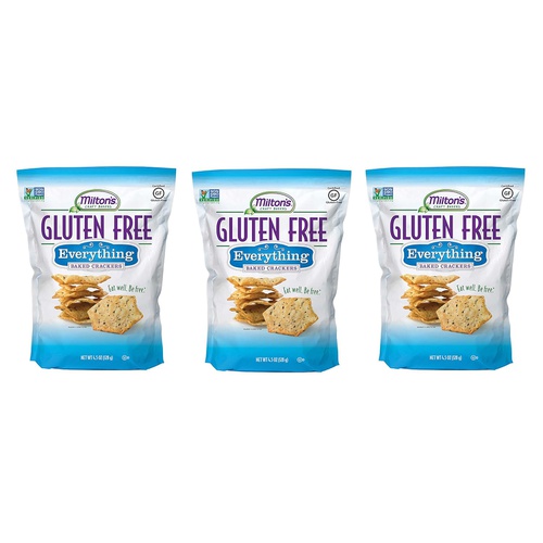  Miltons CRAFT BAKERS Milton’s Gluten Free Baked Crackers, 3 Flavor Variety Bundle. Crispy & Gluten-Free Baked Grain Crackers (Crispy Sea Salt, Multi-Grain, and Everything 4.5 oz).