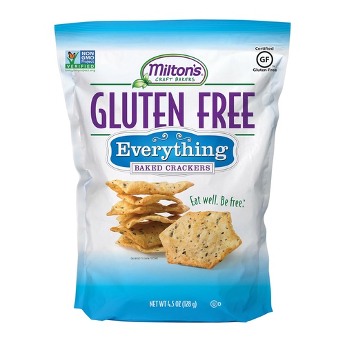  Miltons CRAFT BAKERS Milton’s Gluten Free Baked Crackers, 3 Flavor Variety Bundle. Crispy & Gluten-Free Baked Grain Crackers (Crispy Sea Salt, Multi-Grain, and Everything 4.5 oz).