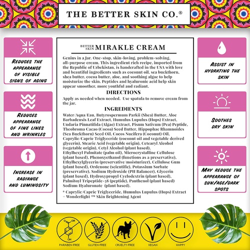  The Better Skin Co. | Mirakle Cream | All-in-one Daily Facial Moisturizer, Night Cream, Eye Cream, Ultra-Hydrating Lotion, Brightener & Primer