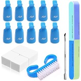 Modelones Nail Polish Remover Clips Cap 10 Pieces, Lint-free Cotton Pad (150 Pcs), 7 Ways nail File Buffer, Manicure Tool Nail Brush Cuticle Pusher Stainless Steel Material