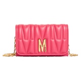 Moschino Quilted Leather Wallet on a Chain_FUCHSIA