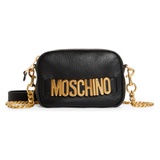 Moschino Logo Leather Camera Crossbody Bag_BLACK