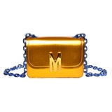 Moschino M Metallic Leather Shoulder Bag_FANTASY PRINT ORANGE