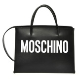 Moschino Calfskin Leather Shopper Tote_FANTASY PRINT BLACK
