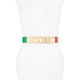 Moschino Logo Buckle Italian Flag Leather Belt_FANTASY PRINT