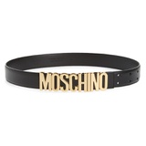 Moschino Logo Leather Belt_Black