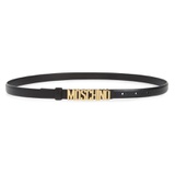 Moschino Logo Leather Skinny Belt_Black