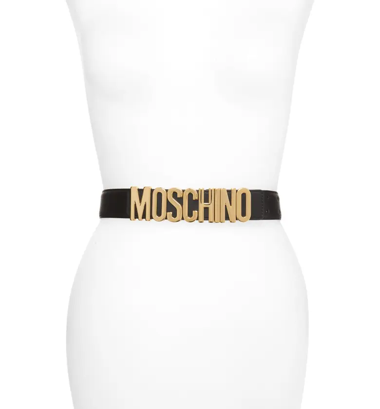 모스키노 Moschino Logo Leather Belt_Black