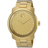 Movado Mens Stainless Steel Swiss-Quartz Watch with Stainless-Steel-Plated Strap, Gold, 22 (Model: 3600374)