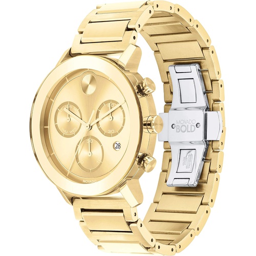  Movado Mens Swiss Quartz Watch with Stainless Steel Strap, Yellow Gold, 22 (Model: 3600682)
