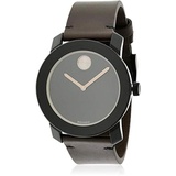 Movado Mens Stainless Steel Swiss-Quartz Watch with Leather Strap, Brown, 22 (Model: 3600443)