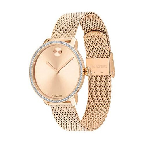  Movado Womens Swiss Quartz Watch with Stainless Steel Strap, Rose Gold, 15 (Model: 3600657)