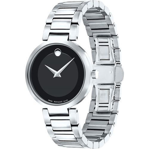  Movado Womens Modern Classic Stainless Steel Watch with Museum Dial, Black/Silver/Grey (607101)