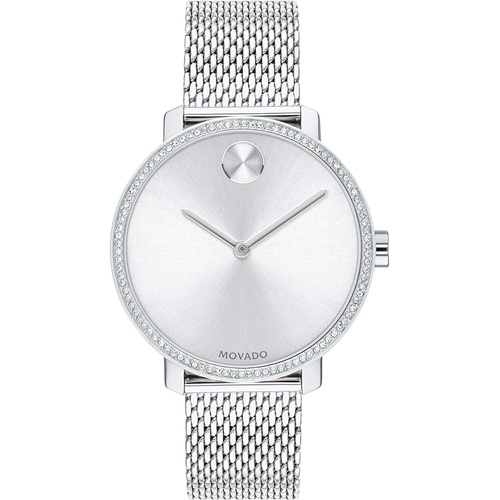  Movado Womens Bold Shimmer Swiss Quartz Watch with Stainless Steel Strap, Silver, 15 (Model: 3600655)