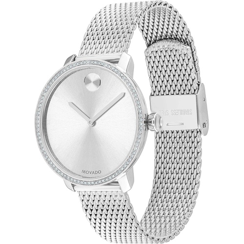  Movado Womens Bold Shimmer Swiss Quartz Watch with Stainless Steel Strap, Silver, 15 (Model: 3600655)