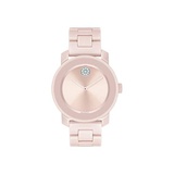Movado Womens Bold Ceramic Watch with a Crystal-Set Dot, Pink/Silver (Model: 3600536)