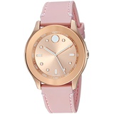 Movado Womens Gold Swiss-Quartz Watch with Rubber Strap, Pink, 19 (Model: 3600426)