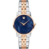 Movado Museum Classic Blue Mother of Pearl Dial Two-Tone Ladies Watch 0607268