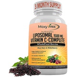 MoxyVites Liposomal Vitamin C with Zinc Capsules - Vit C Organic Elderberry, Amla, Camu Camu- Vitamina C High Absorption, Anti Aging, Immune Support,1500mg/Serving 3 Month Supply Gluten Free
