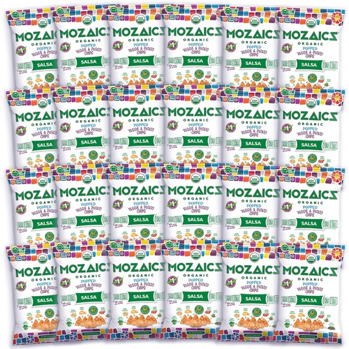  Mozaics Organic SALSA - Popped Veggie & Potato Chips (24-pack) | Healthy Pea Protein Crisps |Gluten free (0.75 oz single serving bags)