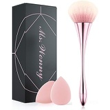 Ms.Wenny Fluffy Makeup Brush with 2 Sponge Blender Egg, Foundation Face Cosmetic Brush, Large Mineral Professional Eyeshadow Loose Power Soft Makeup Tool