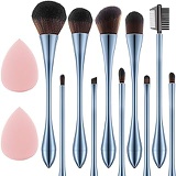 Ms.Wenny 10pcs Makeup Brush Set with 2 Sponge Blenders, Eyeshadow Brushes Shader Blending, Foundation Brush Power Kabuki, Blush, and Concealer