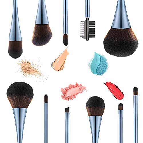  Ms.Wenny 10pcs Makeup Brush Set with 2 Sponge Blenders, Eyeshadow Brushes Shader Blending, Foundation Brush Power Kabuki, Blush, and Concealer