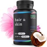 NABUU Biotin with Organic Coconut Oil - Supports Healthy Hair, Skin & Nails - Vitamin Supplement Promoting Hair Growth for Women & Men - Vegan, Organic & Gluten-Free - (60 Capsules