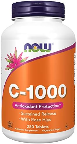  NOW Supplements, Vitamin C-1,000 with Rose Hips, Sustained Release, Antioxidant Protection*, 250 Tablets