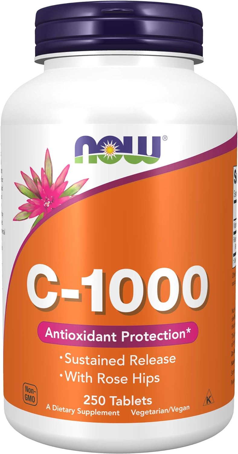  NOW Supplements, Vitamin C-1,000 with Rose Hips, Sustained Release, Antioxidant Protection*, 250 Tablets
