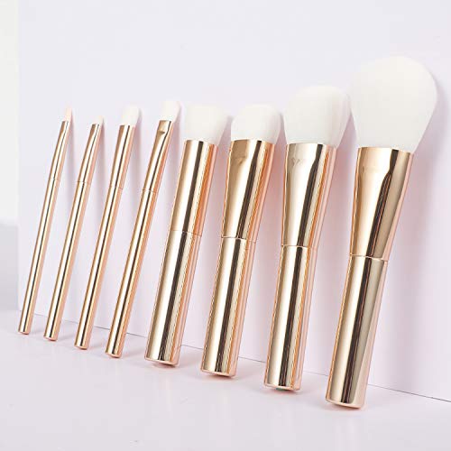 N/R Neria Retractable Lip Brushes Set 8pcs GOLD Lipstick Gloss Makeup Tools with Silky Soft Fiber Hair