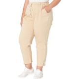 NYDJ Plus Size Plus Size Relaxed Stretch Twill Trousers with Fray Hem in Warm Sand