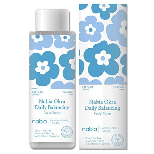  Nabia Okra Daily Balancing Facial Toner with Okra, Tea tree, Hyaluronic acid, Natural Tea tree scent. 4.05 fl oz