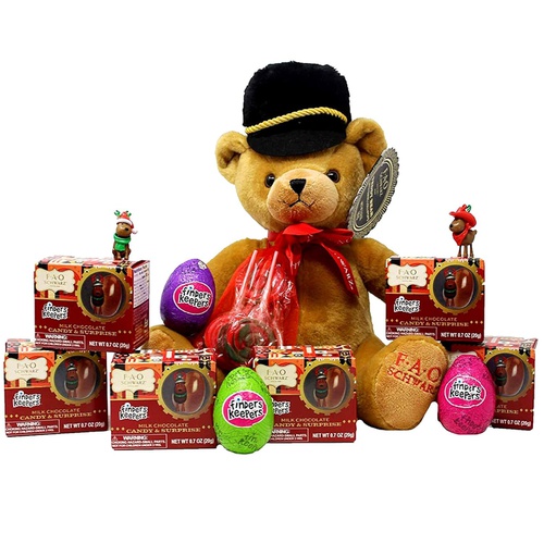  Needzo Christmas Stocking Stuffers FAO Schwarz Christmas Stuffed Animal Plush Bear and Holiday Edition Finders Keepers Chocolates