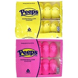 Needzo Peeps Marshmallow Candy, Classic Yellow and Pink Chicks Variety Pack, For Birthday Parties, Baking, Baby Showers, 20 Total