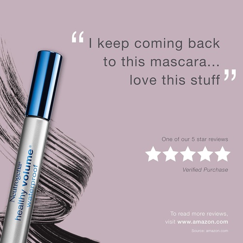  Neutrogena Healthy Volume Lash-Plumping Mascara, Volumizing and Conditioning Mascara with Olive Oil to Build Fuller Lashes, Clump-, Smudge- and Flake-Free, Carbon Black 01, 0.21 oz