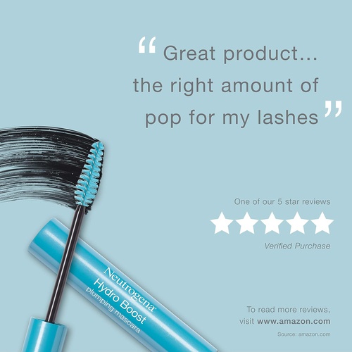  Neutrogena Hydro Boost Plumping Mascara Enriched with Hydrating Hyaluronic Acid, Vitamin E, and Keratin for Dry or Brittle Lashes, Black/Brown 03,.21 oz