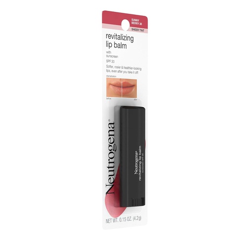  Neutrogena Revitalizing and Moisturizing Tinted Lip Balm with Sun Protective Broad Spectrum SPF 20 Sunscreen, Lip Soothing Balm with a Sheer Tint in Color Sunny Berry 30,.15 oz