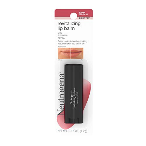  Neutrogena Revitalizing and Moisturizing Tinted Lip Balm with Sun Protective Broad Spectrum SPF 20 Sunscreen, Lip Soothing Balm with a Sheer Tint in Color Sunny Berry 30,.15 oz