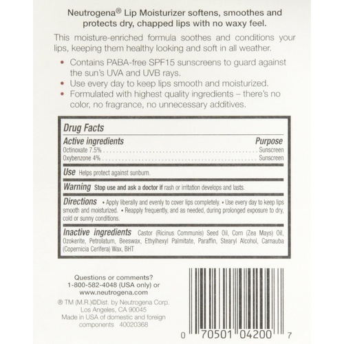  Neutrogena Lip Moisturizer SPF 15, 2 pack